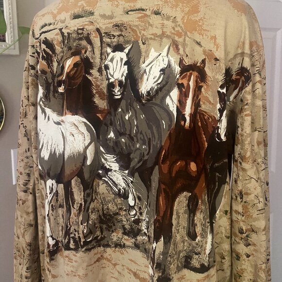 Vintage 1990s KAREN HART Galloping Horses print Track Jacket *MEDIUM* - Picture 5 of 6
